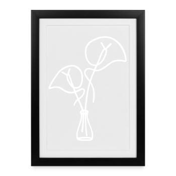 White Floral Sketch - Framed poster (27 × 37 cm) - black - Front