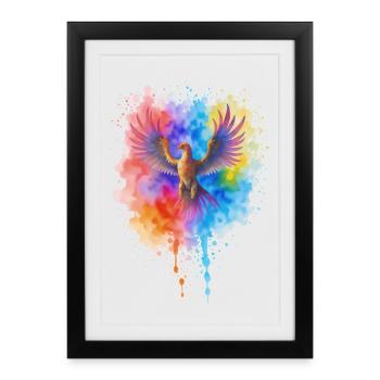 Rushing Watercolor Phoenix - Framed poster (27 × 37 cm) - black - Front
