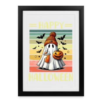 Fantôme d’Halloween - Affiche encadrée (27 × 37 cm) - noir - Devant