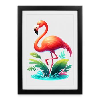 Flamant - Affiche encadrée (27 × 37 cm) - noir - Devant
