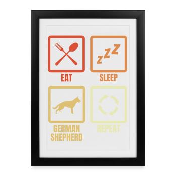 Eat Sleep Shepherd Dog Repeat - Framed poster (27 × 37 cm) - black - Front
