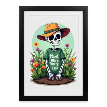 PLANTEZ PLUS, SOUCIEZ-VOUS MOINS - Affiche encadrée (27 × 37 cm) - noir - Devant