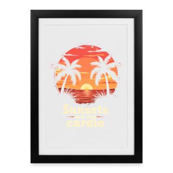 Les couchers de soleil sont mon cardio - Affiche encadrée (27 × 37 cm) - noir - Devant