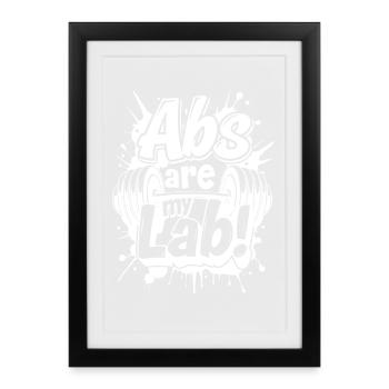 Les abdominaux sont mon labo ! Citation de salle de sport - Affiche encadrée (27 × 37 cm) - noir - Devant