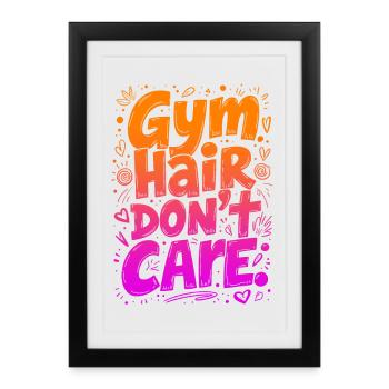 CHEVEUX DE GYM, NE VOUS EN SOUCIEZ PAS, CITATION DE GYM DRÔLE - Affiche encadrée (27 × 37 cm) - noir - Devant