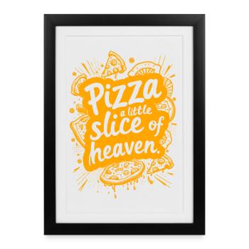 LA PIZZA : UN PETIT COIN DE PARADIS - Affiche encadrée (27 × 37 cm) - noir - Devant