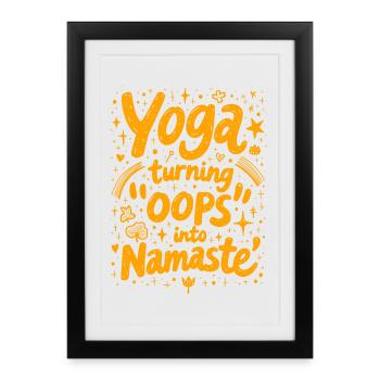 YOGA : « OUPS » EN « NAMASTE » - Affiche encadrée (27 × 37 cm) - noir - Devant