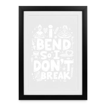ICH BEUGE MICH, DAMIT ICH NICHT BRECHE, LUSTIGES YOGA-ZITAT - Gerahmtes Poster (27 × 37 cm) - Schwarz - Vorne