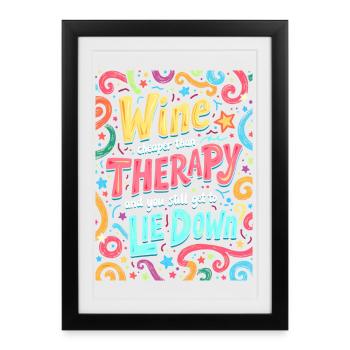 LE VIN : MOINS CHER QUE LA THÉRAPIE - Affiche encadrée (27 × 37 cm) - noir - Devant