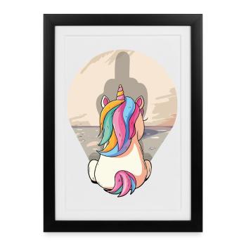 Licorne Ombre Majeur, Licorne, Créature Mythique - Affiche encadrée (27 × 37 cm) - noir - Devant
