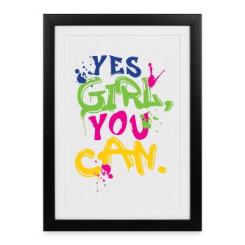 Fille : , tu peux - Affiche encadrée (27 × 37 cm) - noir - Devant