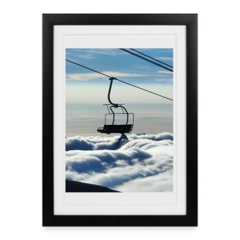 Cloud sea and chairlift - Framed poster (27 × 37 cm) - black - Front