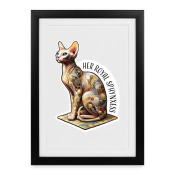 Sphynxess, Chat Spynx Artistique - Affiche encadrée (27 × 37 cm) - noir - Devant
