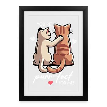 You're Purr-fect for Me, Cute Cats Valentine's Day - Framed poster (27 × 37 cm) - black - Front