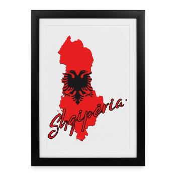 Drapeau albanais, fierté albanaise - Affiche encadrée (27 × 37 cm) - noir - Devant