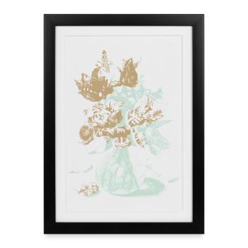 Vase à fleurs vintage avec des roses - Affiche encadrée (27 × 37 cm) - noir - Devant