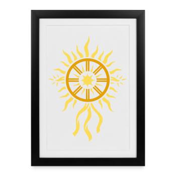 Symbole de la roue solaire - Roue de feu du solstice d’été - Affiche encadrée (27 × 37 cm) - noir - Devant