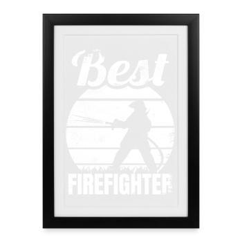 Best Firefighter - Framed poster (27 × 37 cm) - black - Front