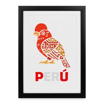 Abird Nacional Pérou - Coq de roche - Affiche encadrée (27 × 37 cm) - noir - Devant