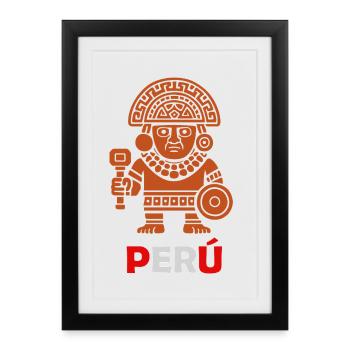 Seigneur de Sipan - Pérou - Culture péruvienne - Affiche encadrée (27 × 37 cm) - noir - Devant