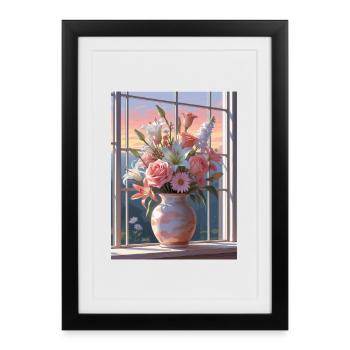 Vases of Flowers at Sunset - Framed poster (27 × 37 cm) - black - Front