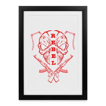 "REBEL EYES – Fearless Expression" red - Framed poster (27 × 37 cm) - black - Front