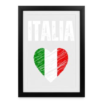 Ich liebe Italien, Flagge Italiens - Gerahmtes Poster (27 × 37 cm) - Schwarz - Vorne