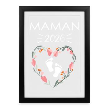 Cœur de Mamans 2026 Empreinte Bébé - Gerahmtes Poster (27 × 37 cm) - Schwarz - Vorne