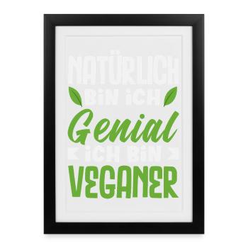 Attention Je suis végétalien Drôle Cadeau végétalien - Affiche encadrée (27 × 37 cm) - noir - Devant