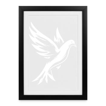 Weiße Taube – Symbol des Heiligen Geistes - Affiche encadrée (27 × 37 cm) - noir - Devant