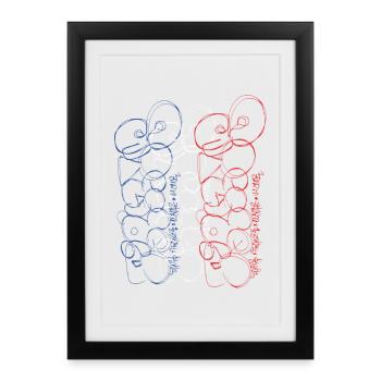 Paris Abstract Sketch in Blue, White and Red - Framed poster (27 × 37 cm) - black - Front