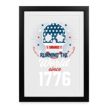 Amerikanischer Flagenschädel mit Historie - Gerahmtes Poster (27 × 37 cm) - Schwarz - Vorne
