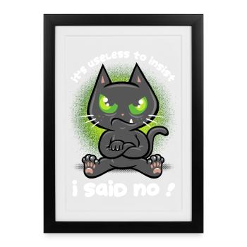 Chat têtu - Affiche encadrée (27 × 37 cm) - noir - Devant