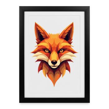 Geometric Ember Fox - Framed poster (27 × 37 cm) - black - Front