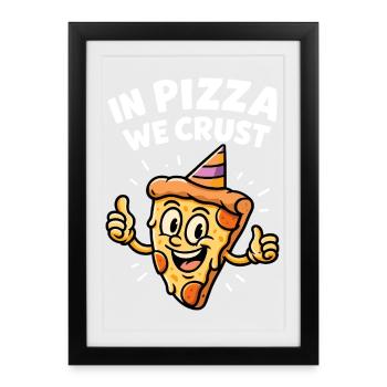Conception amusante de fête de pizza - Affiche encadrée (27 × 37 cm) - noir - Devant