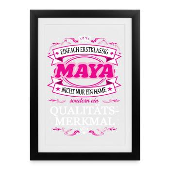 Qualitätsmerkmal Maya einfach Erstklassig - Gerahmtes Poster (27 × 37 cm) - Schwarz - Vorne