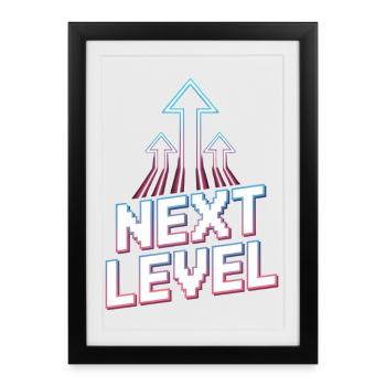 Next Level Gamer Pixel Retro Ascension Arrows - Affiche encadrée (27 × 37 cm) - noir - Devant
