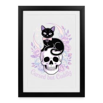 Mystical Cats and Bones Design - Framed poster (27 × 37 cm) - black - Front