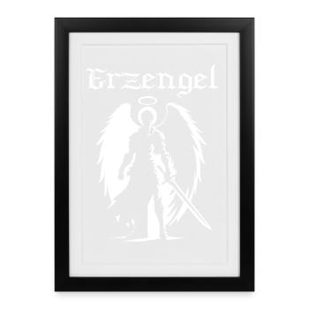 Conception de la silhouette de l’archange – Puissance céleste - Affiche encadrée (27 × 37 cm) - noir - Devant