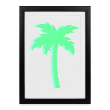 Palmier menthe au look néon - Affiche encadrée (27 × 37 cm) - noir - Devant
