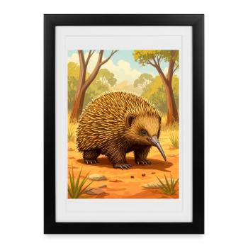 Echidna Un vagabond épineux au charme ancien - Affiche encadrée (27 × 37 cm) - noir - Devant
