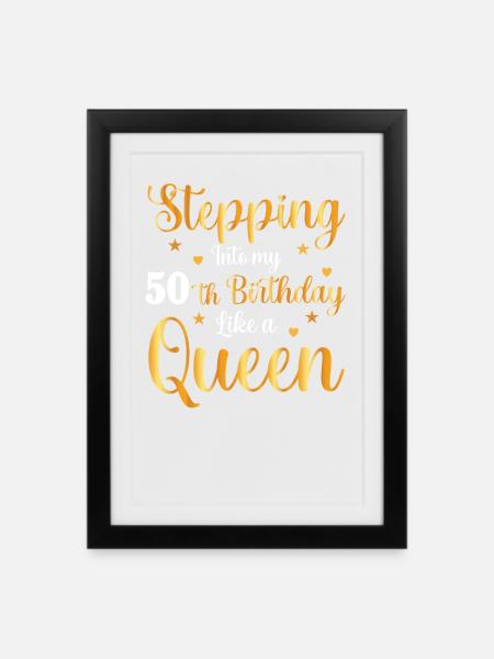 50. Geburtstag Queen Style - Gerahmtes Poster (27 × 37 cm) - Schwarz