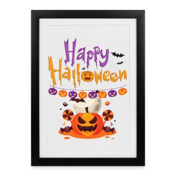 Joyeux plaisir de citrouille d’Halloween - Affiche encadrée (27 × 37 cm) - noir - Devant
