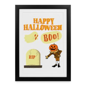 Halloween Cartoon Pumpkin Ghost - Framed poster (27 × 37 cm) - black - Front