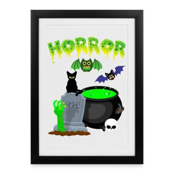 Green Witch's Cauldron Spooky Night - Framed poster (27 × 37 cm) - black - Front