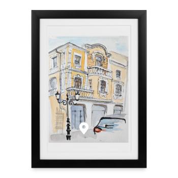 Mansion architectural drawing - Framed poster (27 × 37 cm) - black - Front