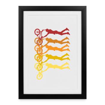 Silhouettes de cyclistes colorés - Affiche encadrée (27 × 37 cm) - noir - Devant