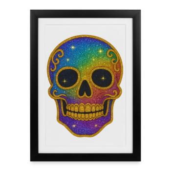 Rainbow Glitter Skull Halloween - Framed poster (27 × 37 cm) - black - Front