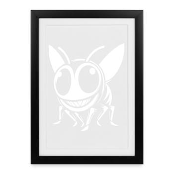 Funny Wasp Design – Comic Fun - Framed poster (27 × 37 cm) - black - Front
