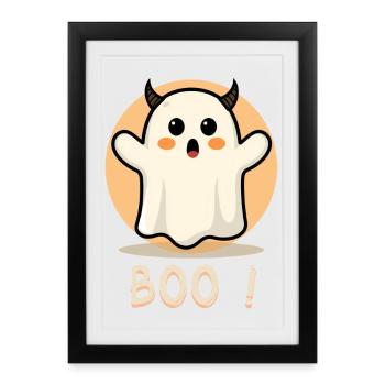 Boo! Ghost Halloween Blanket - Framed poster (27 × 37 cm) - black - Front